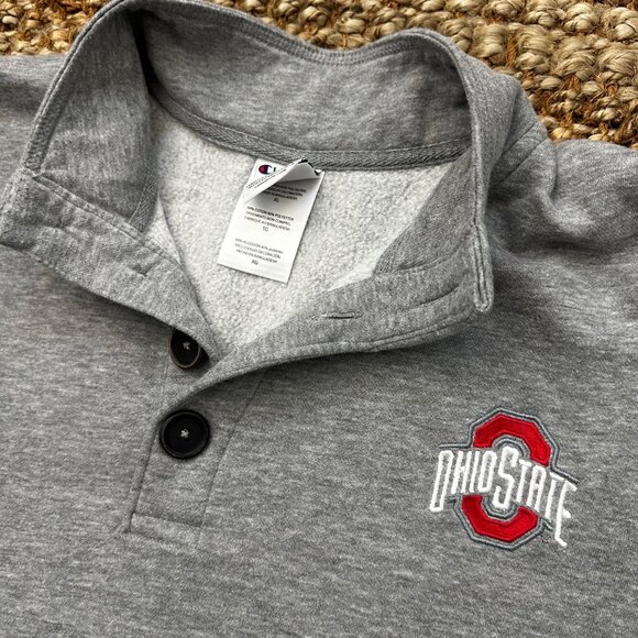 Champion OSU Buckeyes Quarter Pullover Mens (XL) Gray Ohio State - Picture 1 of 8